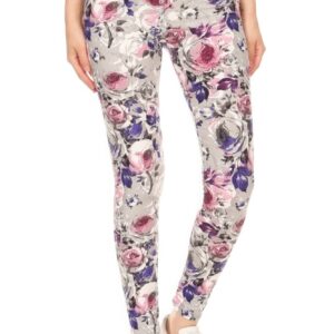 Floral Printed Yoga Style Knit Legging With High Waist