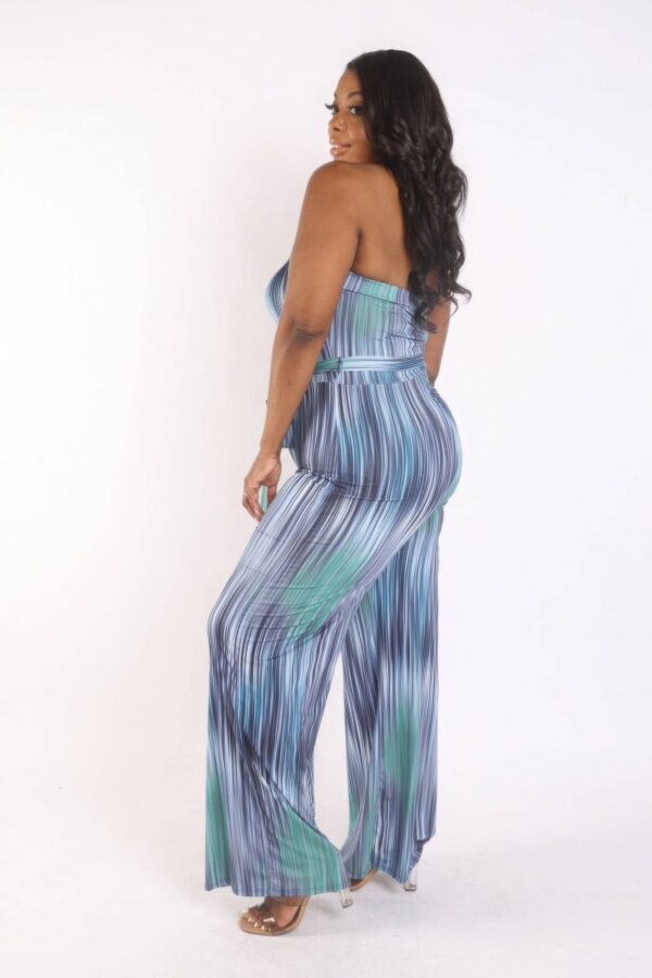 Printed Tube Jumpsuit With Self Belt - Image 3