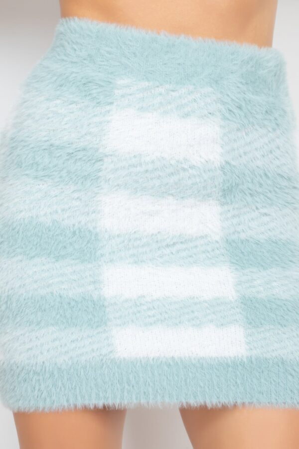 Mint Sage Plaid High-rise Fuzzy Mini Skirt - Image 3