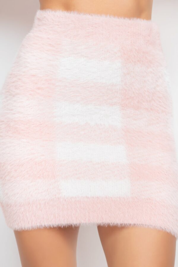 Blush Plaid High-rise Fuzzy Mini Skirt - Image 3