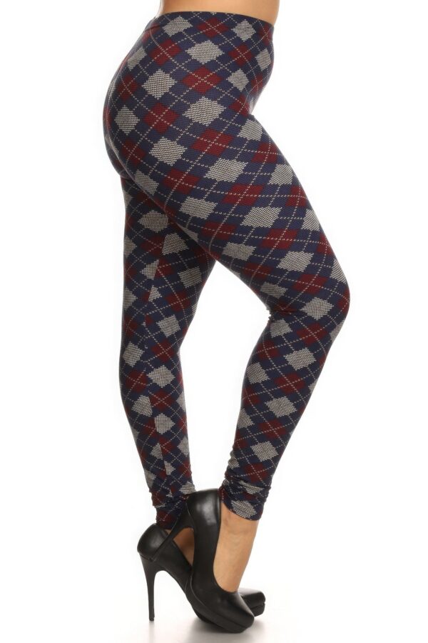 Plus Size Plaid Graphic Printed Knit Legging - Image 2