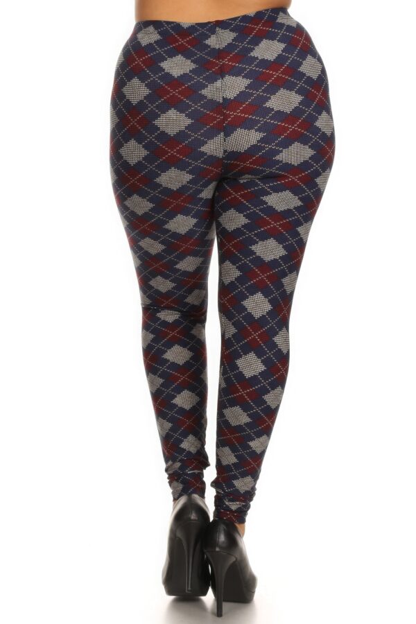 Plus Size Plaid Graphic Printed Knit Legging - Image 3