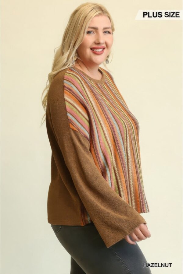 Novelty Knit And Solid Knit Mixed Loose Top - Image 4