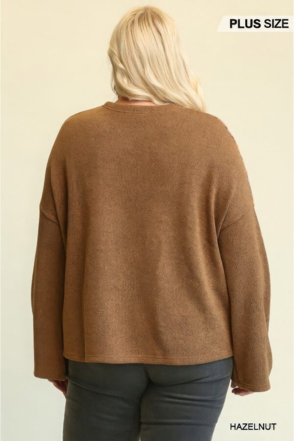 Novelty Knit And Solid Knit Mixed Loose Top - Image 5