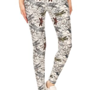 Dragonfly Print Full Length Fitted Leggings