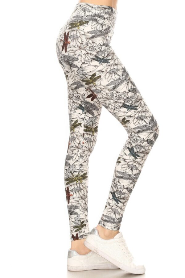 Dragonfly Print Full Length Fitted Leggings - Image 2