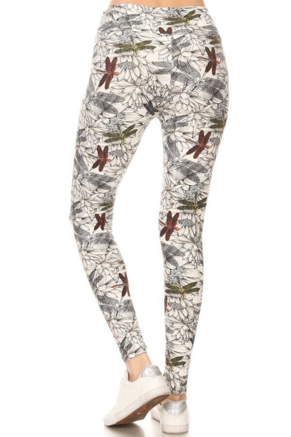 Dragonfly Print Full Length Fitted Leggings - Image 3