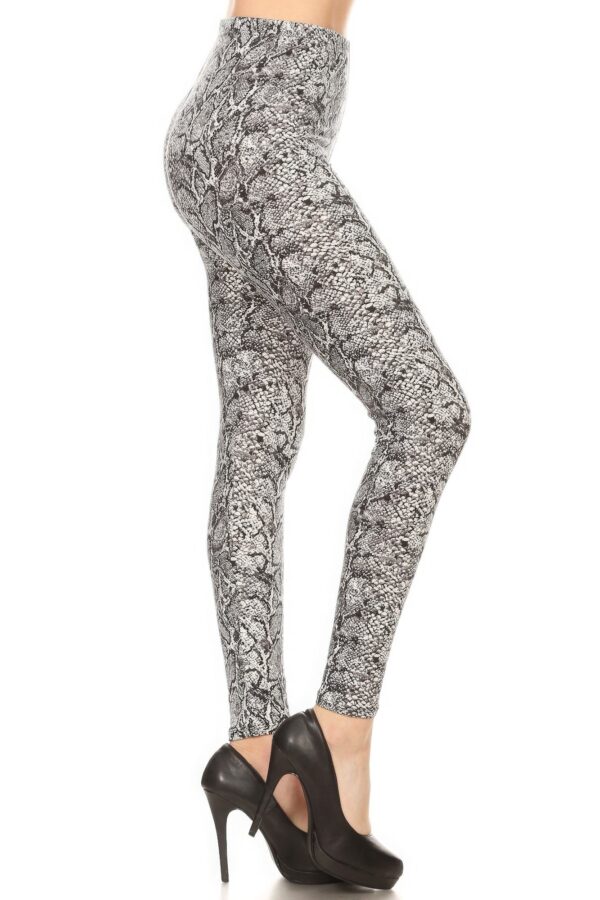 Snakeskin Print Full Length Fitted Leggings - Image 2