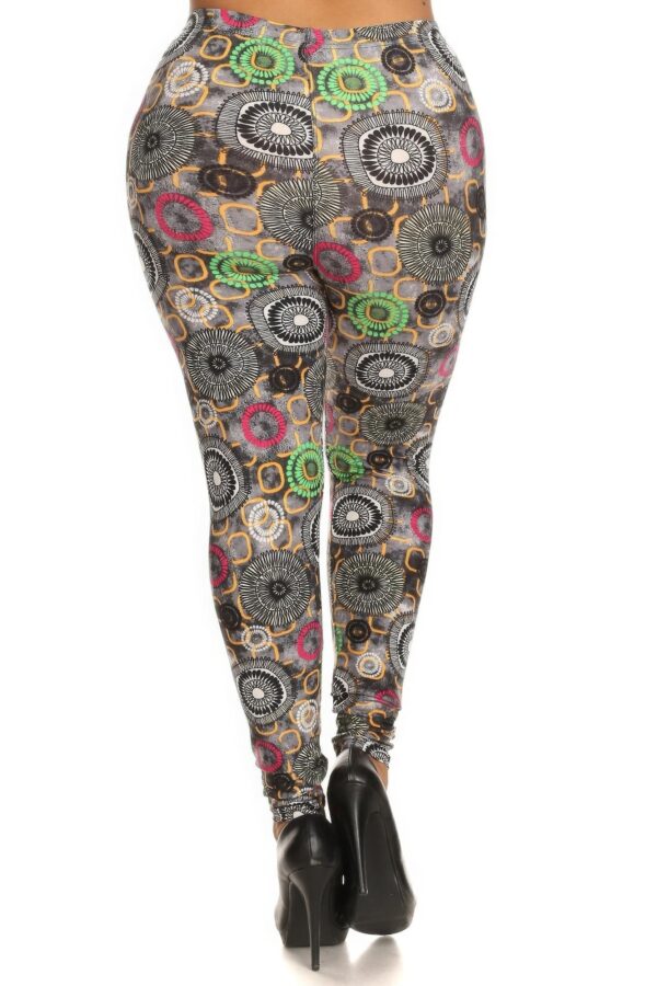 Plus Size Abstract Print Full Length Leggings - Image 3