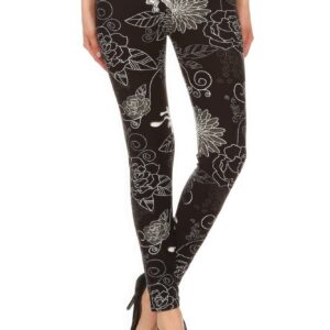 Floral Super Soft Peach Skin Fabric Knit Leggings