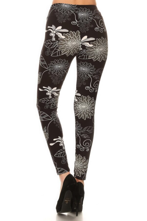 Floral Super Soft Peach Skin Fabric Knit Leggings - Image 3