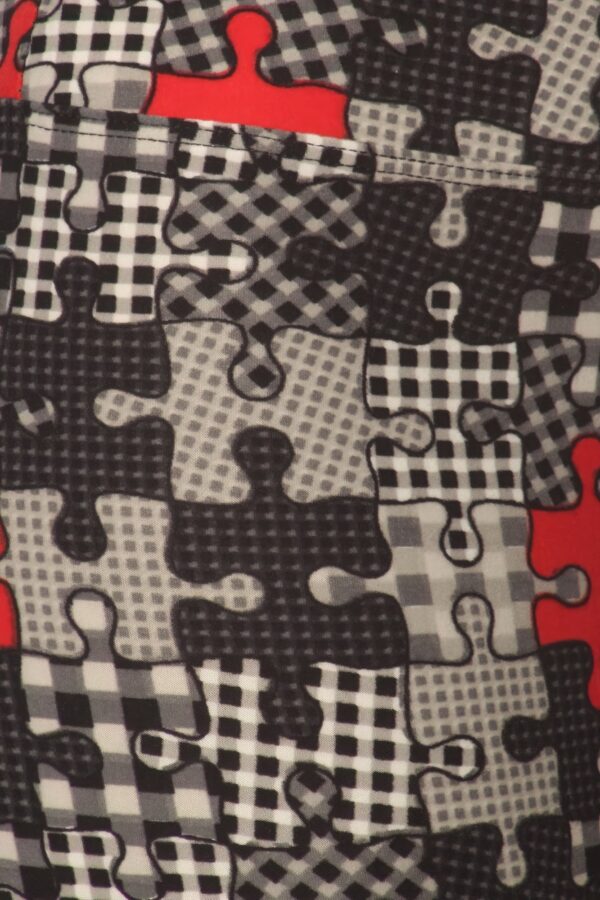 Puzzle Printed Knit Yoga Style Leggings - Image 4