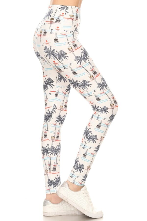 Sailor Print Yoga Style Knit Leggings - Image 2