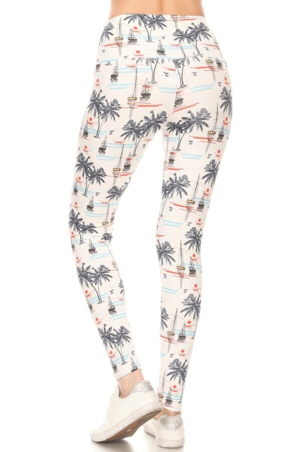 Sailor Print Yoga Style Knit Leggings - Image 3