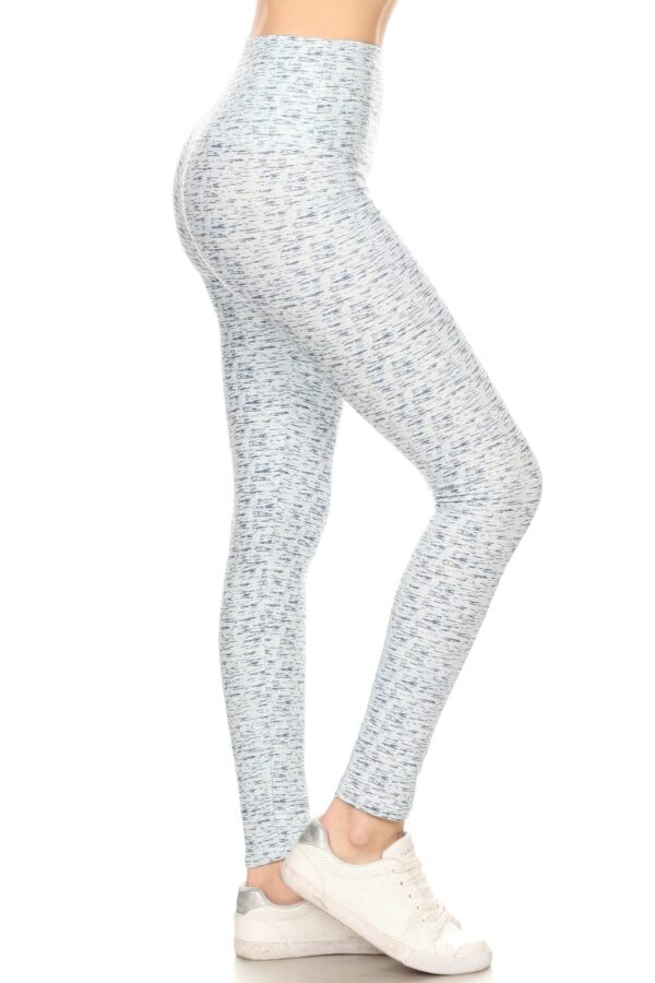 Blue and White Printed Yoga Knit Legging With High Waist - Image 2