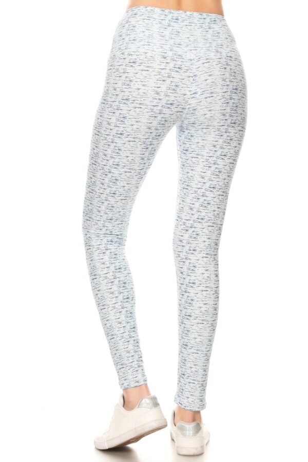 Blue and White Printed Yoga Knit Legging With High Waist - Image 3