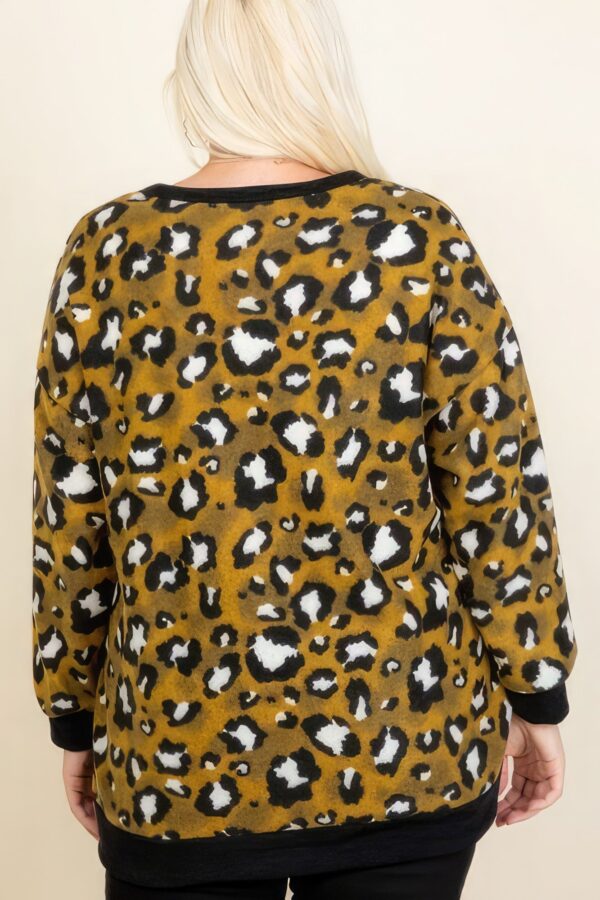 Plus Size Cozy Animal Mir Print With Brush Button Up Cardigan - Image 3
