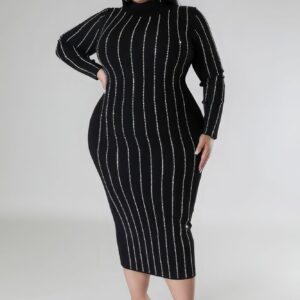 Turtle Neck Stretch Dress - Black