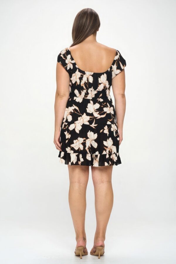 Plus Big Floral Front Tie Ruffle Mini Dress - Image 5