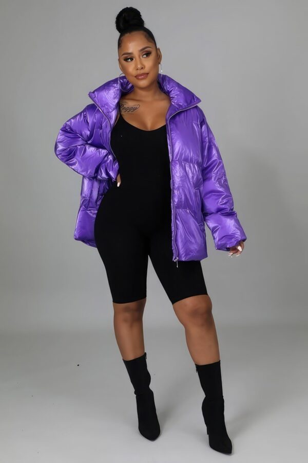 Purple Nylon Non-stretch Bomber Jacket - Image 2
