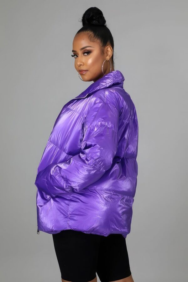 Purple Nylon Non-stretch Bomber Jacket - Image 3