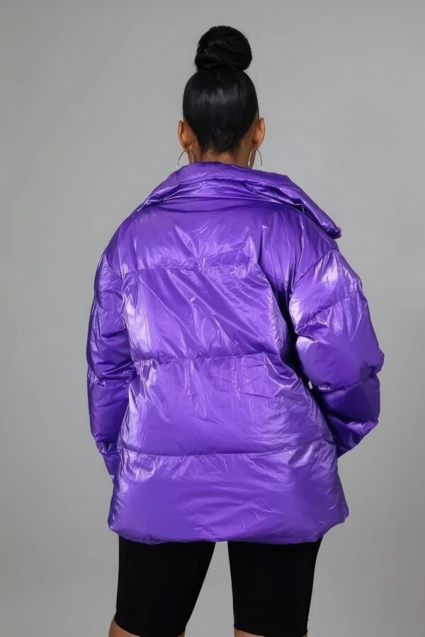 Purple Nylon Non-stretch Bomber Jacket - Image 4