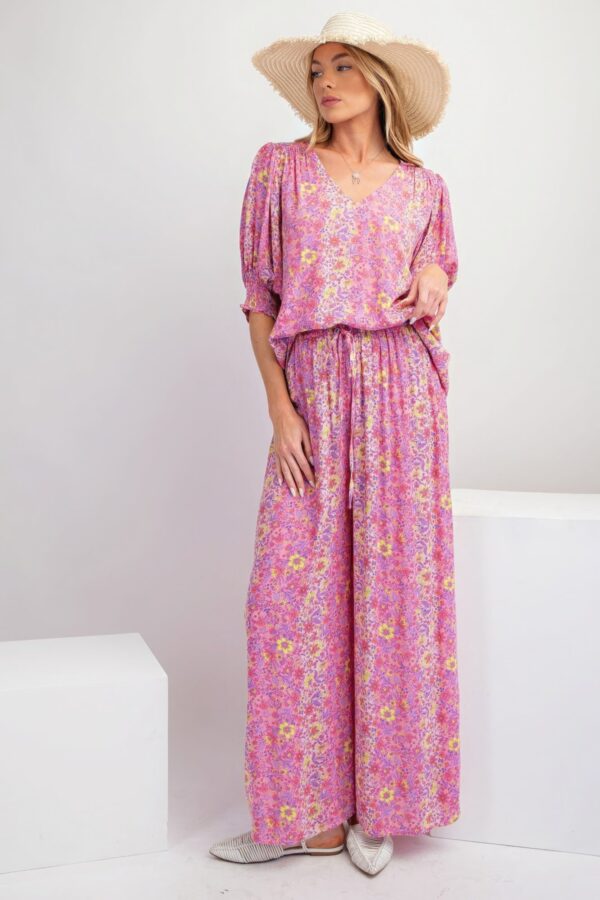 Floral Print Gauze Palazzo Pants - Image 2
