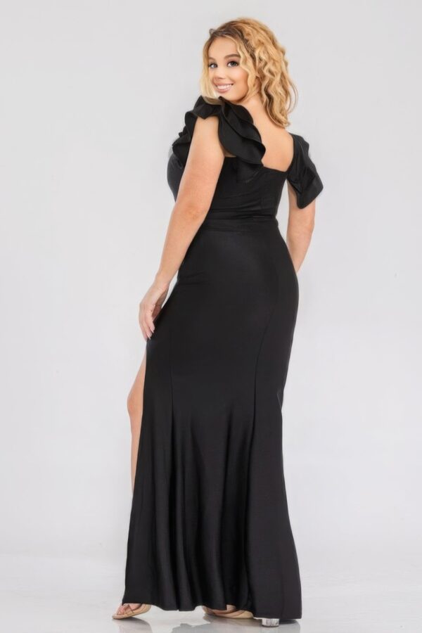 Plus Satin Strech Ruffle Party Maxi Dress - Image 2