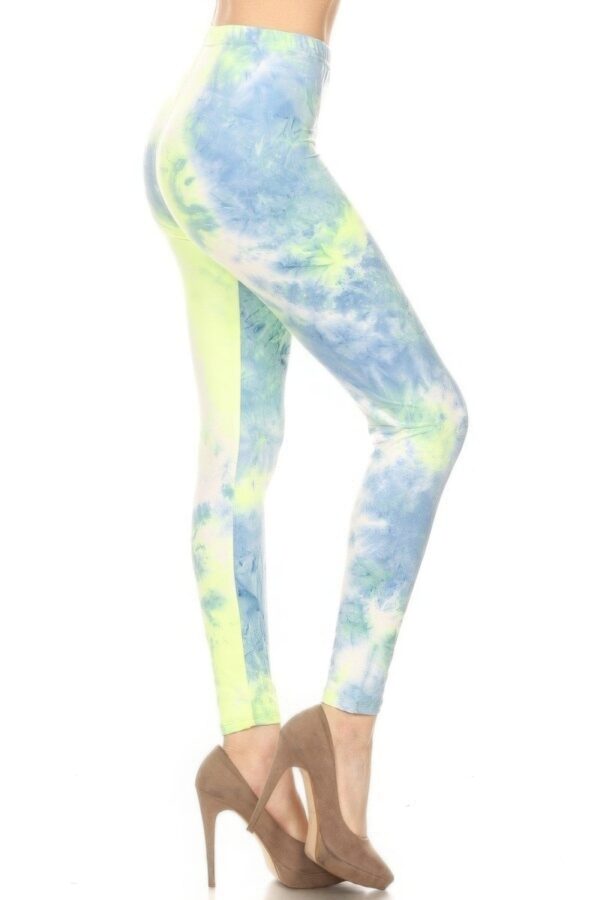 Tie Dye Printed, Full Length, High Waisted Leggings - Image 4