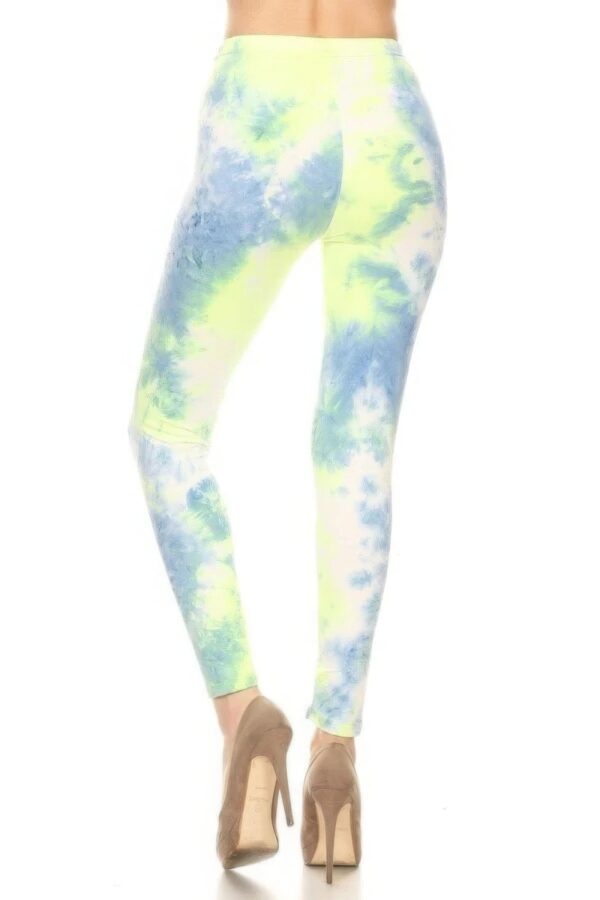 Tie Dye Printed, Full Length, High Waisted Leggings - Image 3