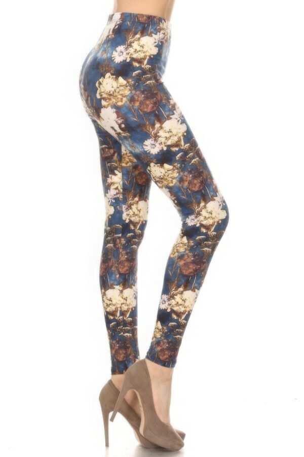 Floral Printed High Waisted Leggings With An Elastic Waist - Image 2