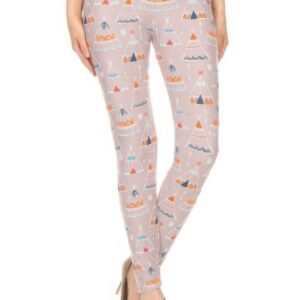 Teepee Print High Rise Fitted Leggings
