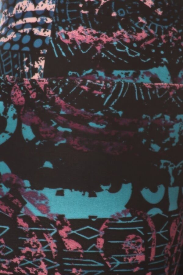 Multi-Color Lined Mixed Pattern Print Leggings - Image 4