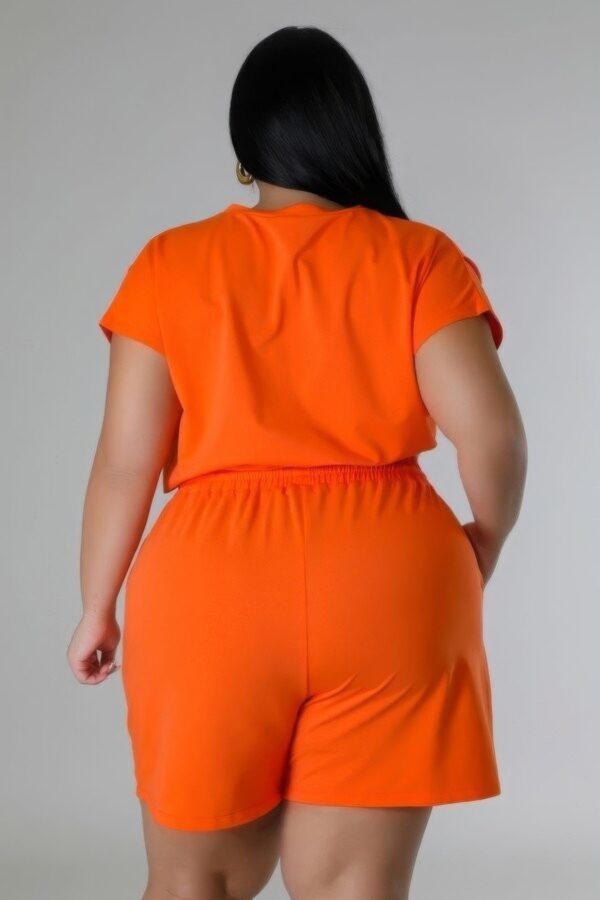 Orange Plus Size Stretch Short Set - Image 4