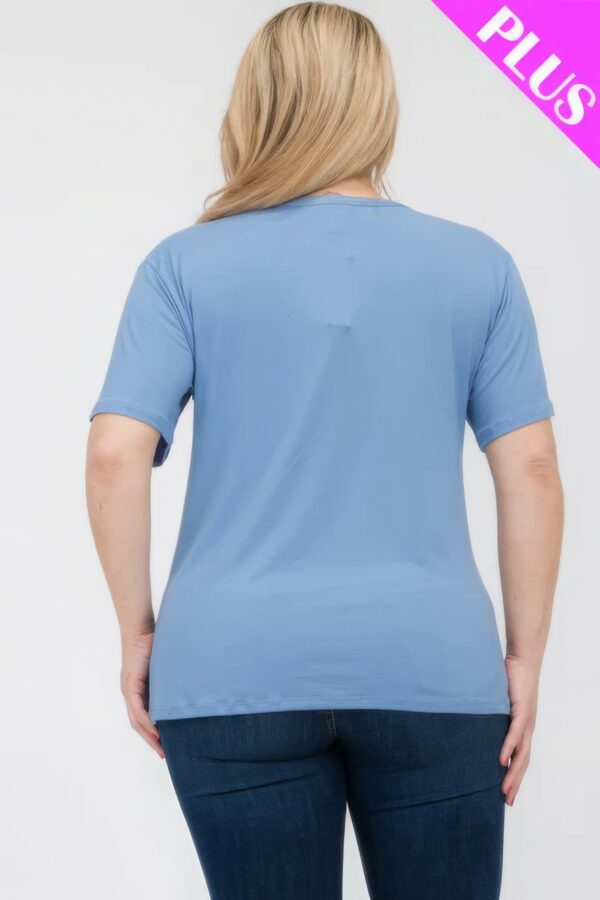Cloud Blue Plus Size Basic Short Sleeve T-shirt - Image 5