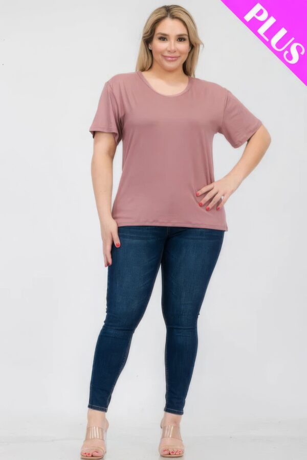 Rose Plus Size Basic Short Sleeve T-shirt - Image 2