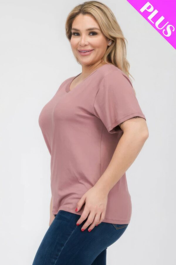 Rose Plus Size Basic Short Sleeve T-shirt - Image 3