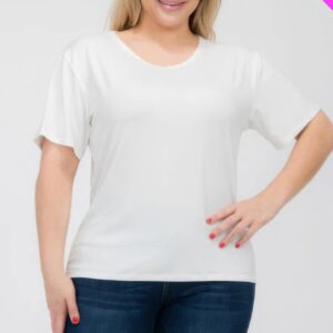 White Plus Size Basic Short Sleeve T-shirt