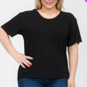 Black Plus Size Basic Short Sleeve T-shirt