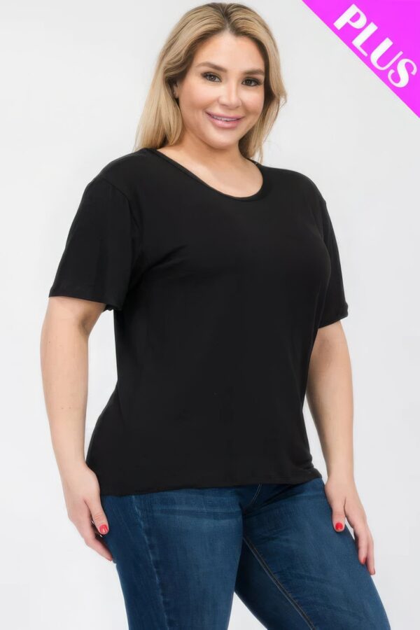 Black Plus Size Basic Short Sleeve T-shirt - Image 3