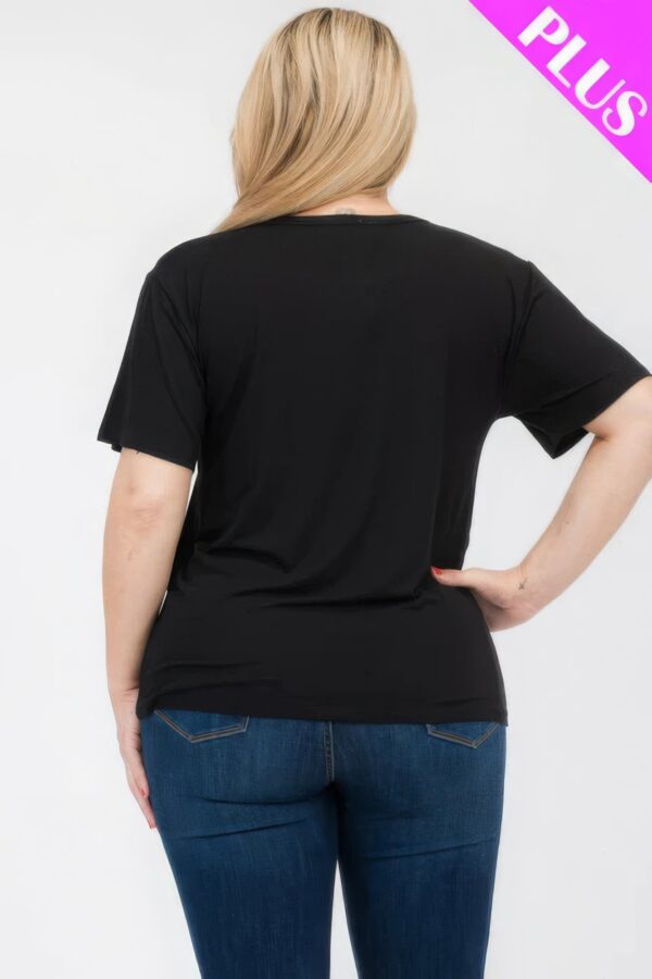 Black Plus Size Basic Short Sleeve T-shirt - Image 5