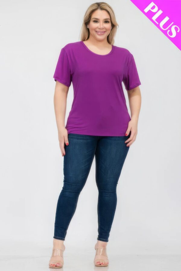 Dahlia Plus Size Basic Short Sleeve T-shirt - Image 2