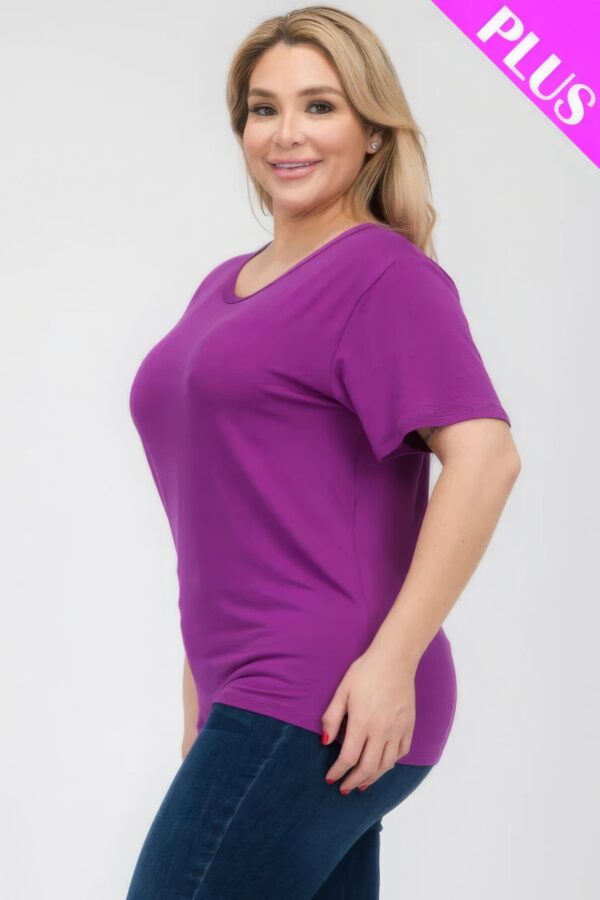 Dahlia Plus Size Basic Short Sleeve T-shirt - Image 3