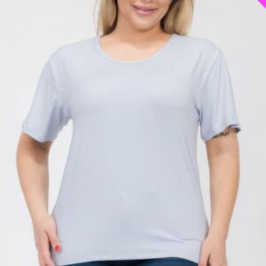 Oyster Grey Plus Size Basic Short Sleeve T-shirt