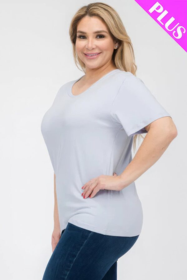 Oyster Grey Plus Size Basic Short Sleeve T-shirt - Image 3