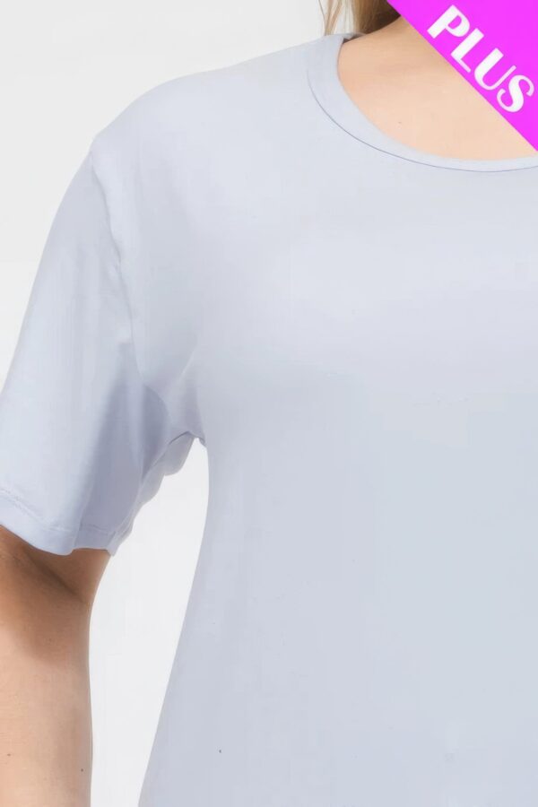 Oyster Grey Plus Size Basic Short Sleeve T-shirt - Image 4