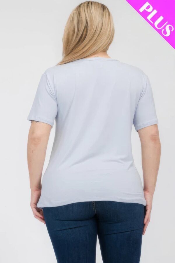Oyster Grey Plus Size Basic Short Sleeve T-shirt - Image 5