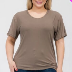 Taupe Plus Size Basic Short Sleeve T-shirt