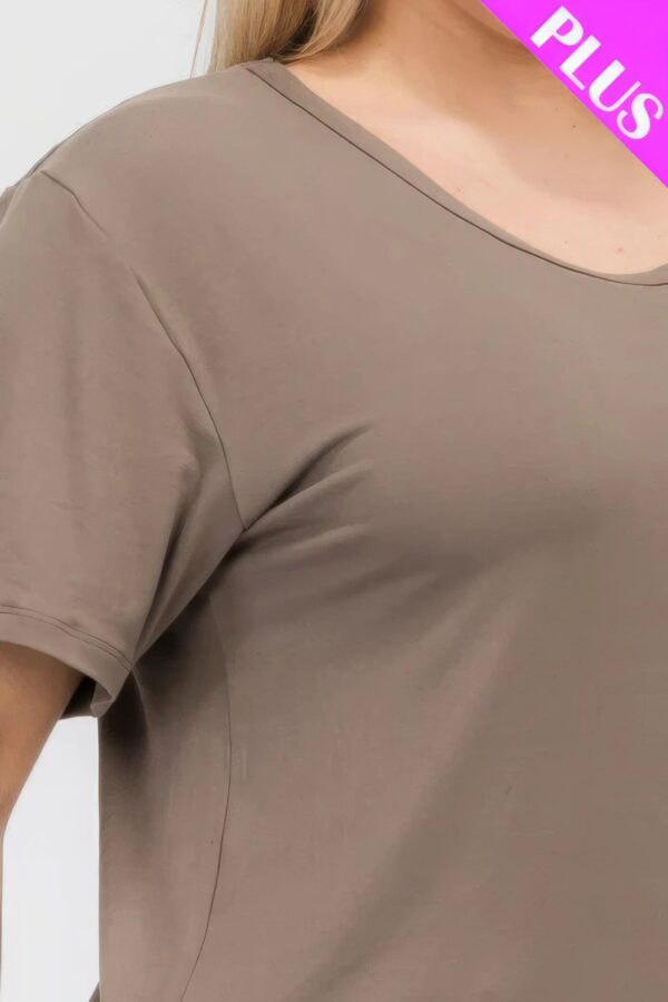 Taupe Plus Size Basic Short Sleeve T-shirt - Image 4