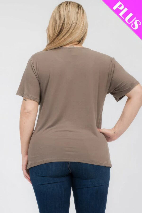 Taupe Plus Size Basic Short Sleeve T-shirt - Image 2